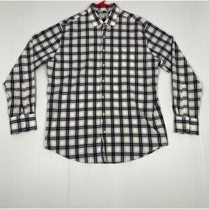 Peter Millar Mens Multicolor Long Sleeve Shirt Logo and Checks Size Large Pocket